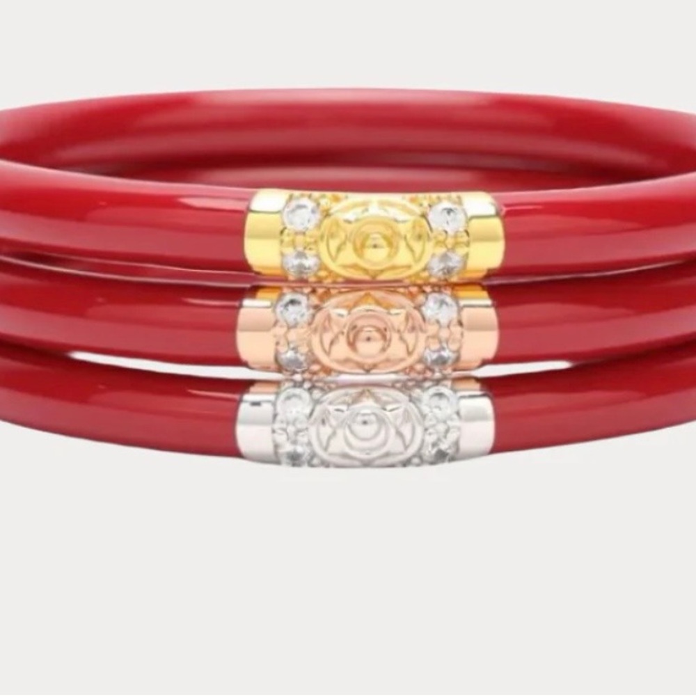 BuDhaGirl Three Kings bangles in red, size small